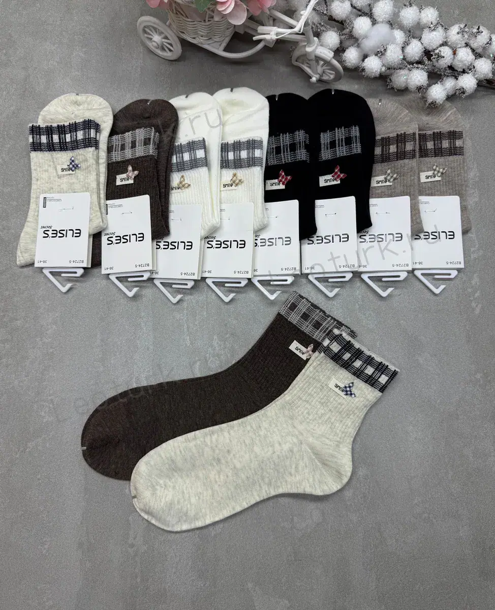 ELISE'S Носки женские,высокая резинка,хлопок ассорти с рисунком