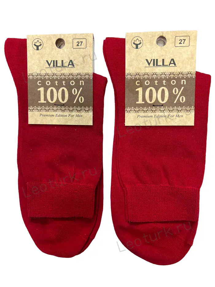 VILLA Россия, Носки мужские хлопок 100%, красные
