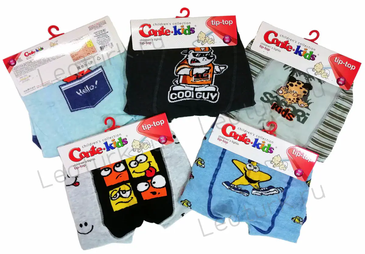 Conte Kids Колготки хлопковые для мальчиков TIP-TOP с рисунком на попе, ассорти (62,80)