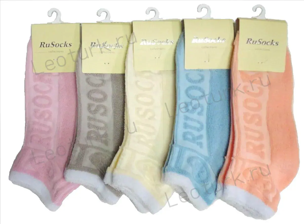 Rusocks Носки женские наружная махра укороченные, светлое ассорти