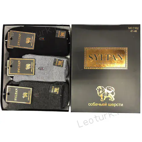 SYLTAN, Носки мужские, собачья шерсть, с цветным рисунком на поголенке "Два треугольника"