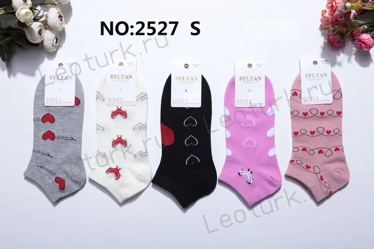 SYLTAN Носки женские короткие хлопок, рисунок - Сердечки, полоска