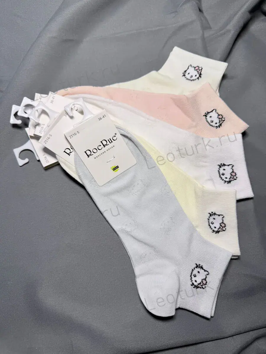ROE RUE,Носки женские короткие,хлопок,ассорти с рисунком