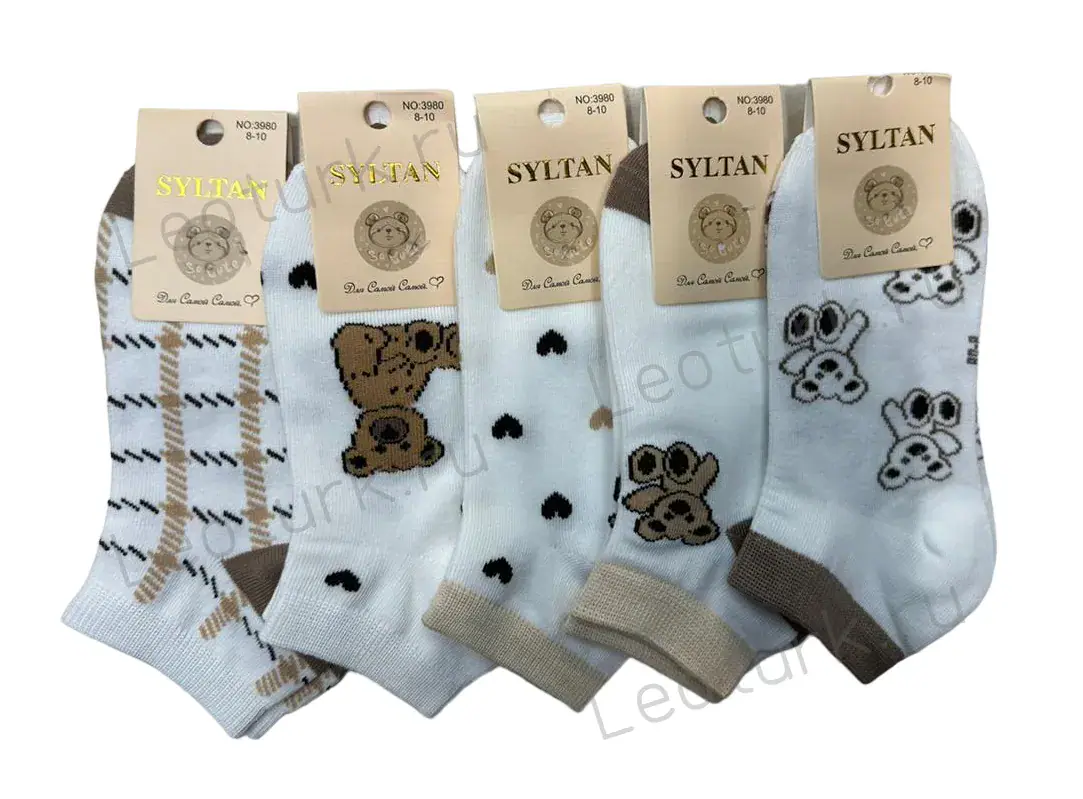SYLTAN Носки детские короткие хлопок, рисунок - Мишки