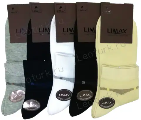LIMAX Носки мужские средне укороченные однотонные, мелкие полоски на паголенке